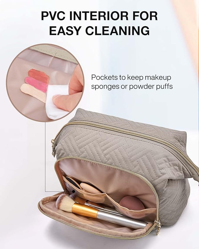 BAGSMART Travel Makeup Bag, Cosmetic Bag Make Up Organizer Case,Large Wide-open Pouch for Women Purse for Toiletries Accessories Brushes