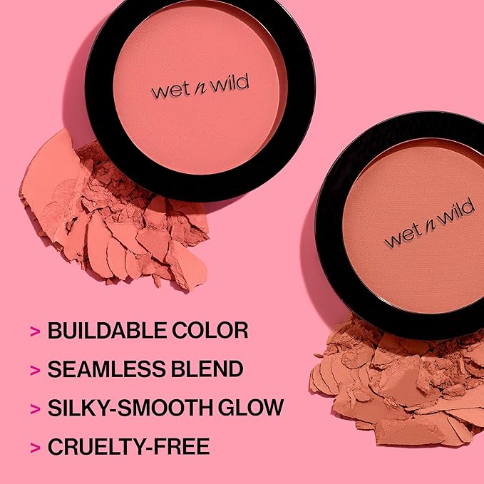 wet n wild Color Icon Blush, Effortless Glow & Seamless Blend infused with Luxuriously Smooth Jojoba Oil, Sheer Finish with a Matte Natural Glow, Cruelty-Free & Vegan - Pearlescent Pink(Packaged)