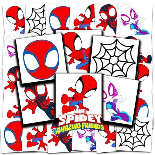Spidey and His Amazing Friends Tattoos Party Favors Bundle ~ 70+ Perforated Individual 2" x 2" Spidey & Friends Temporary Tattoos for Kids Boys Girls (Spidey Party Supplies MADE IN USA)