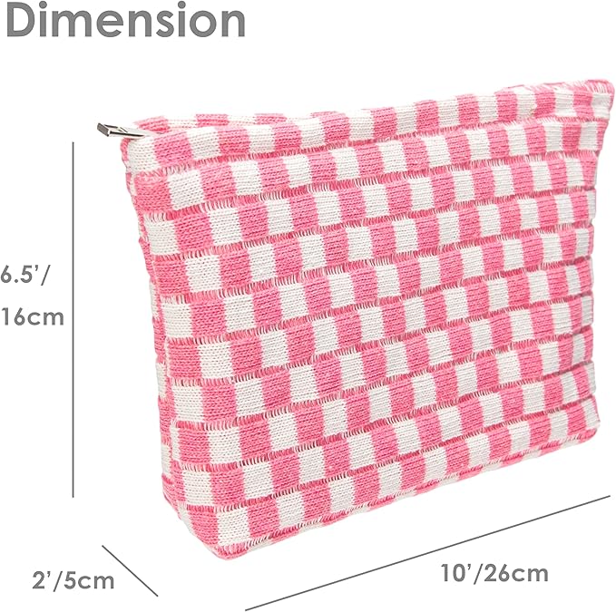 Pazimiik knitted checkered makeup bag