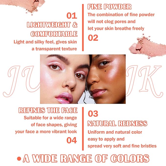 8 Colors Blush Palette,Shimmer Silky Matte Blush Powder Palette,Professional Cute Face Contour Highlighter Blush Palette with Blush Makeup Brush