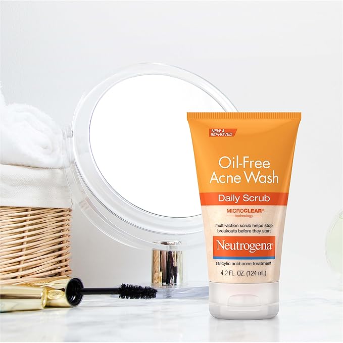 Neutrogena Oil-Free Acne Face Scrub, 2% Salicylic Acid Acne Treatment, Daily Face Wash to help Prevent Breakouts, Exfoliating Facial Cleanser for Acne-Prone Skin, Twin Pack, 4.2 fl. oz, 2 Pack