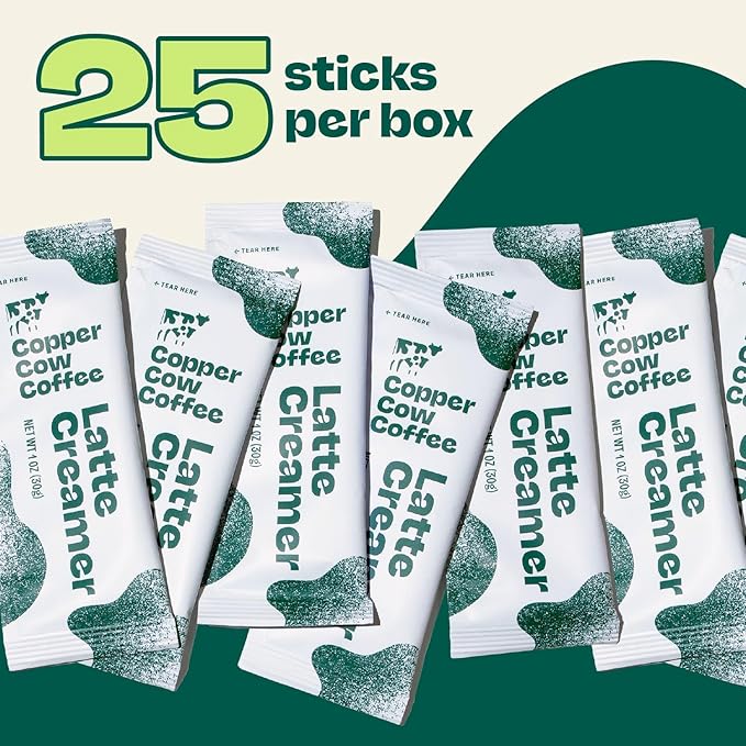 Copper Cow Coffee Sweetened Condensed Milk Coffee Creamer Singles (25 pack) | Vietnamese Inspired Coffee Creamer, All Natural Creamer Packets for Pour Overs & Lattes | No Refrigeration Needed