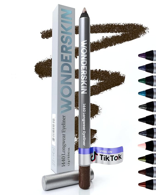 Wonderskin Eyeliner Pencil, 1440 Longwear Brown Glitter Eyeliner Pencil - Waterproof, Sharpenable & Smudge Proof