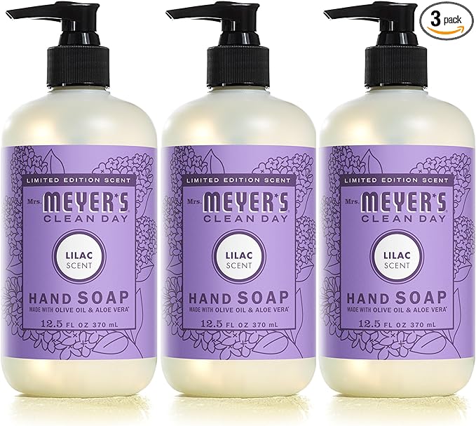 MRS. MEYER'S CLEAN DAY Liquid Hand Soap, Lilac Scent, 12.5 Ounce Bottle (Pack of 3)