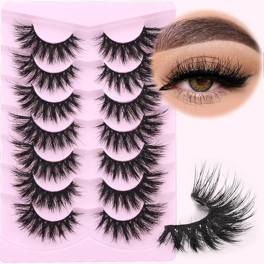 Lashes Flat Faux Mink Eyelashes 20mm Long False Eyelashes Dramatic Cat Eye Eyelashes Wispy 3D Crossed Thick Fox Eyelashes Extensions Strip Lashes Pack by Kiromiro