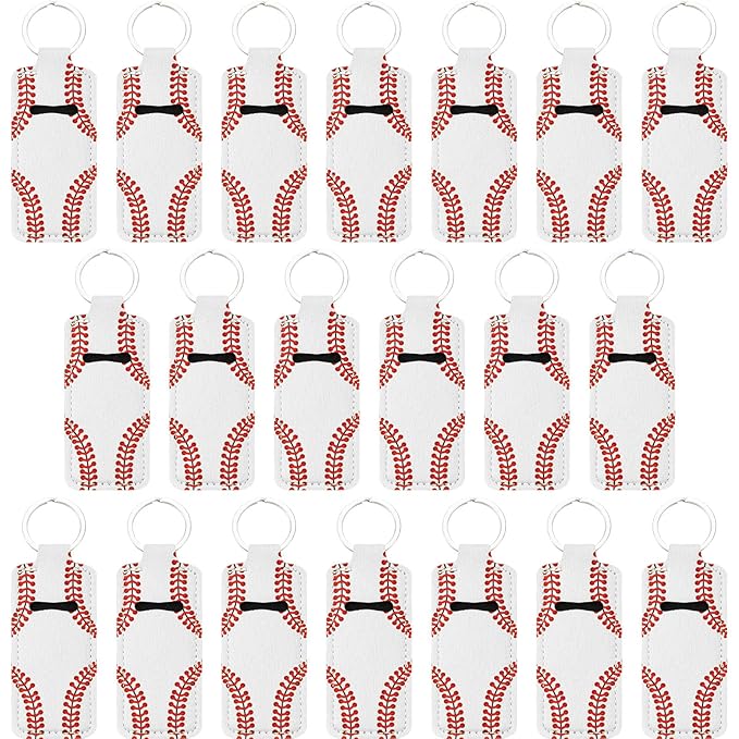 Patelai 20 Pcs Softball Lipstick Holder Keychain Lipstick Holder Clip-on Sleeve Pouch (White)