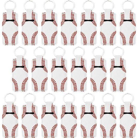 Patelai 20 Pcs Softball Lipstick Holder Keychain Lipstick Holder Clip-on Sleeve Pouch (White)