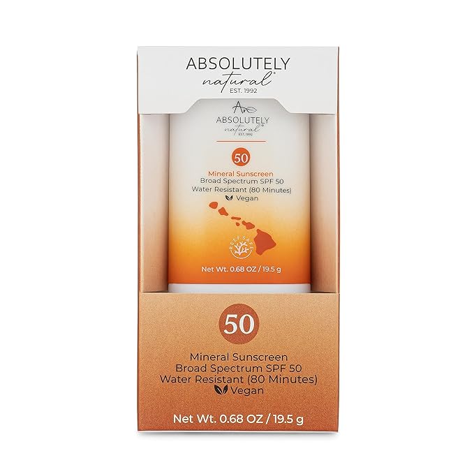 SPF 50 Mineral Sunscreen Stick with Rose Hips Oil, Cruelty Free and Reef Safe, Vegan Blend for Face and Body, Made in USA