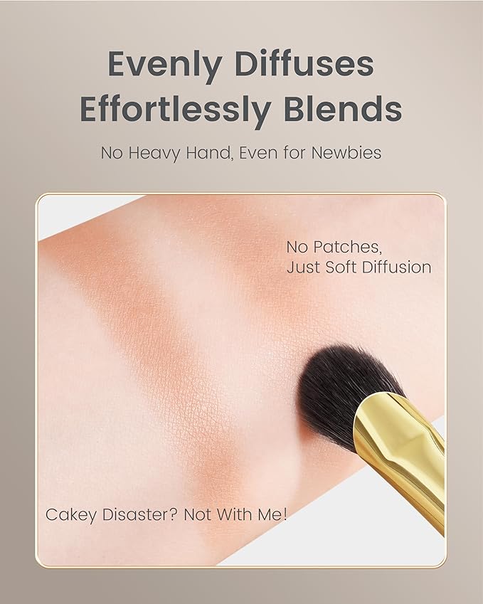 CM 170 & 171 Desert Oak Series Thumb Eyeshadow Brush DUO Set - Large & Small, Curved Finger Contour for Lid & Crease, Premium Goat Hair & Bubinga Handle, Perfect Pair for Blending, Shimmer & Detail