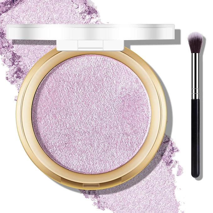 Baked Purple Highlighter Powder Palette, Makeup Highlighter Powder Twilight Purple