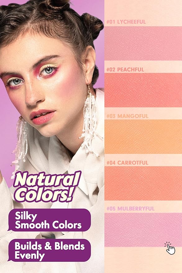 Cheerful Blusher | Lavender Purple Blush for Cheeks (05 Mulberryful) 14 Oz