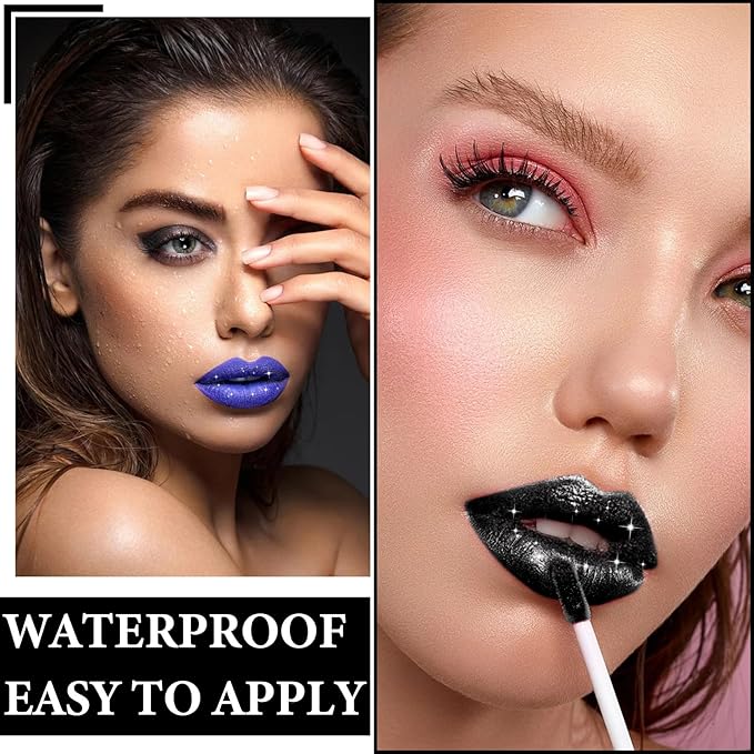 3Pcs Matte Glitter Liquid Lipstick Set,Glossy Shimmer Lip Glitter