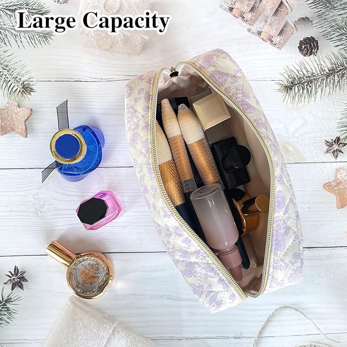 Quilted makeup bag floral makeup