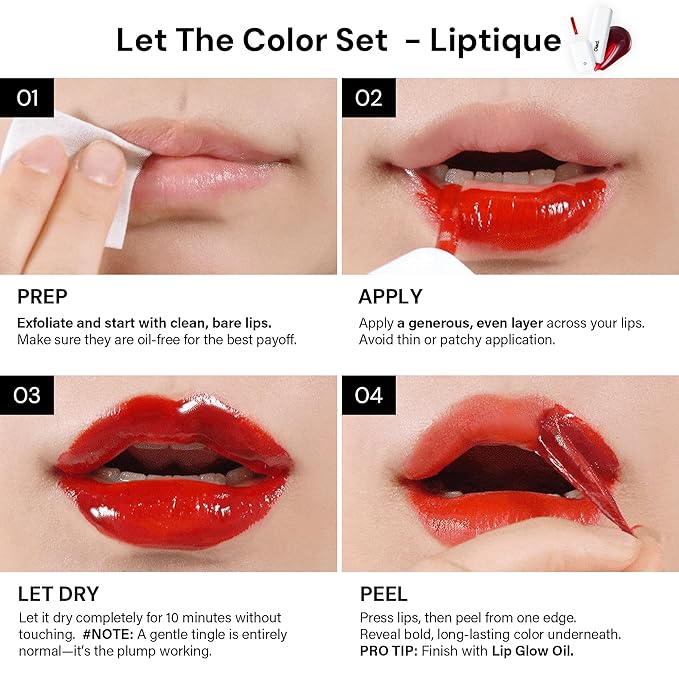 Liptique Korean Lip Stain Peel Off - 24 Hour Long Lasting Lip Tattoo, Waterproof & Transfer Proof, Nourishing & Hydrating Lip Tint for Women, High Pigmented Color Lip Tints Peel Off (000 NEUTE)