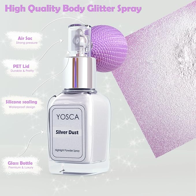 Yosca Highlighter Powder Spray, 20ML Cosmetic Grade Shimmer 20ML