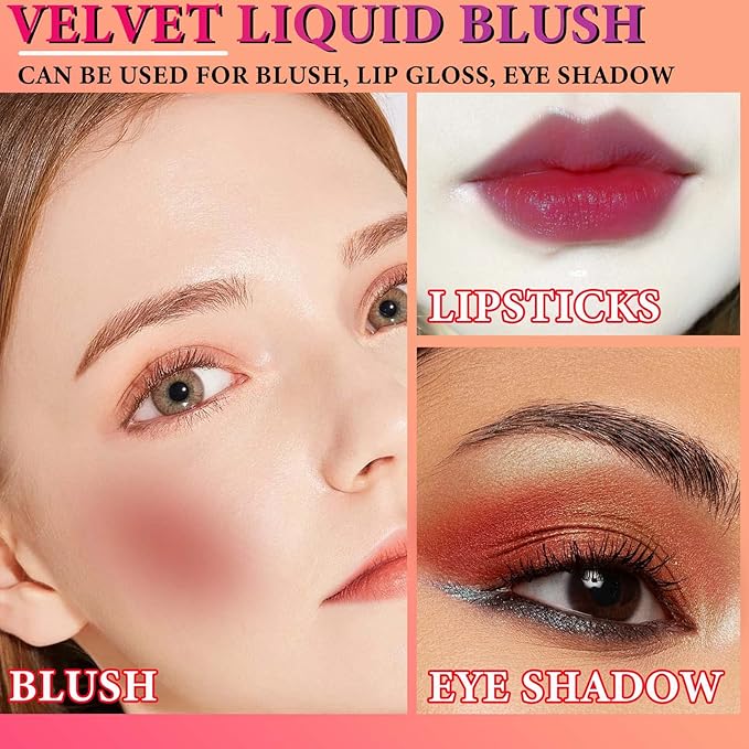 Matte Soft Liquid Blush,Waterproof Long Lasting Moisturizing Velvet Blushes Makeup（#04）