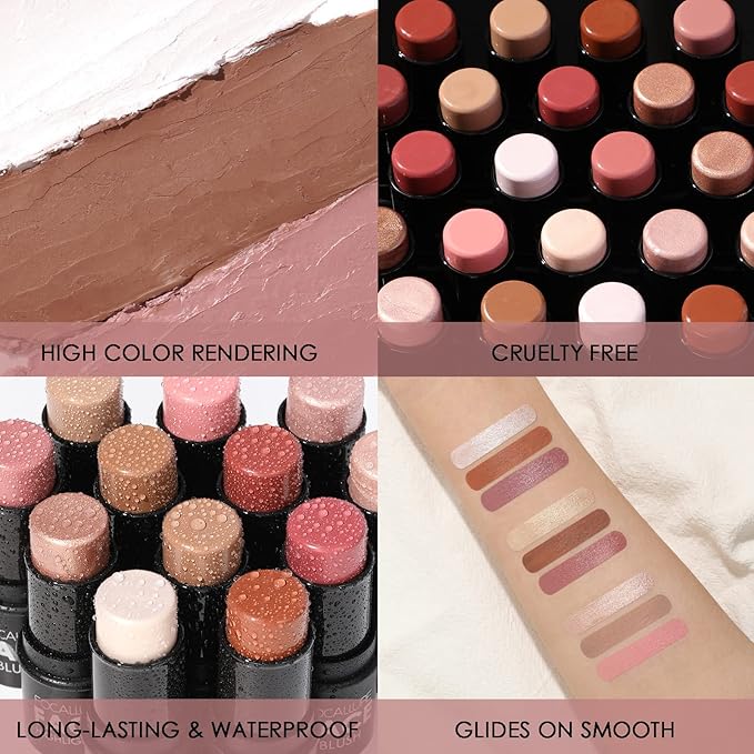 FOCALLURE 3 Pcs Cream Contour Sticks,Shades with Highlighter Finishing Makeup,UNIVERSAl