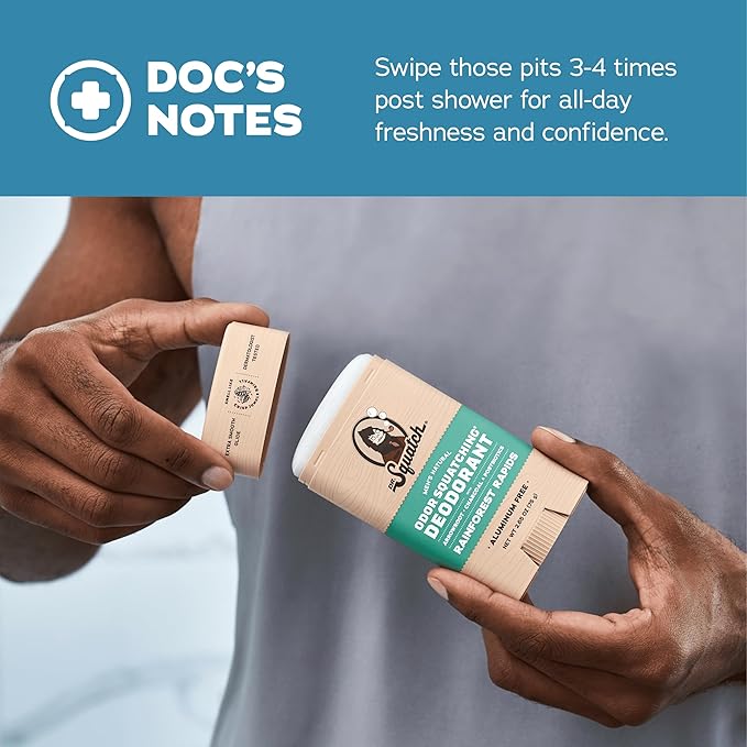 Dr. Squatch Natural Deodorant for Men - Odor-Squatching Aluminum Free - Coastal Mist & Rainforest Rapids (2.65 oz, 2-Pack)