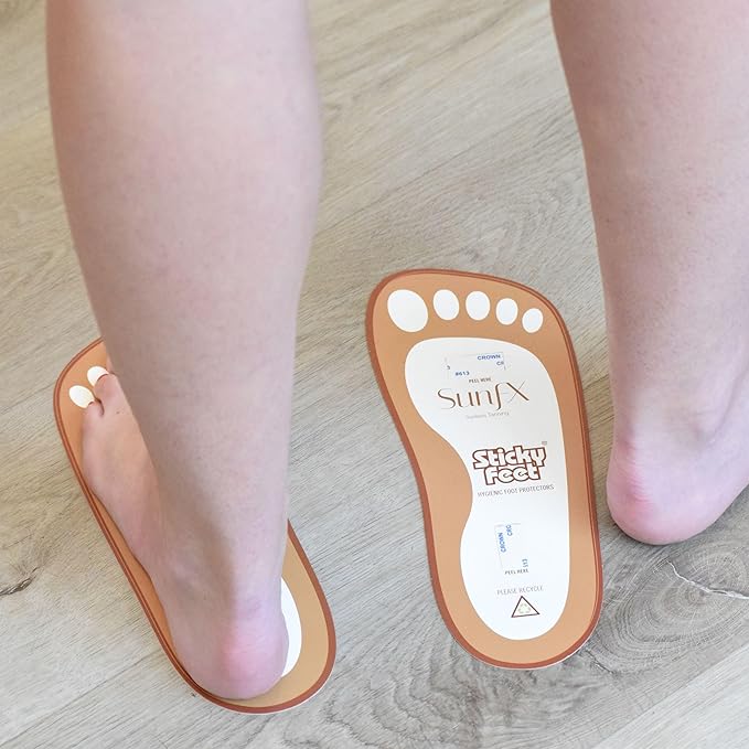 SunFX Disposable Sticky Feet Protectors (50-PAIRS) Spray Tan Feet Protector Pads for Sunless Airbrush Tanning