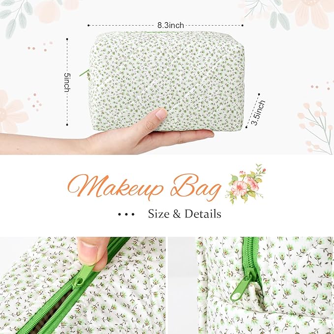 Soidram floral makeup bag quilted