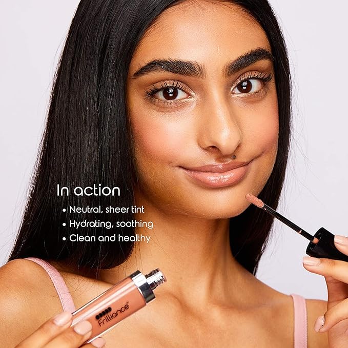 Frilliance Lip Duo Moisturizing Natural Lip Gloss Crystal Clear, Neutral Bliss, Cruelty Free Hypoallergenic All Skin Types