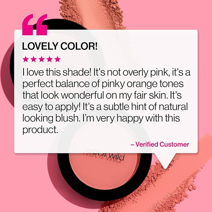 wet n wild Color Icon Blush, Effortless Glow & Seamless Blend infused with Luxuriously Smooth Jojoba Oil, Sheer Finish with a Matte Natural Glow, Cruelty-Free & Vegan - Bed of Roses
