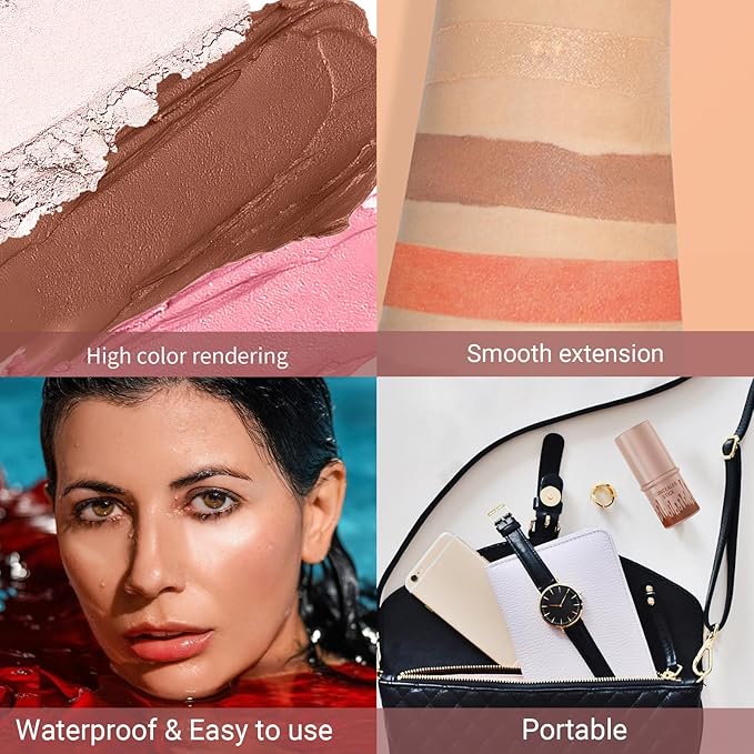 3Pcs Cream Contour Stick, with Highlighter Stick Milk