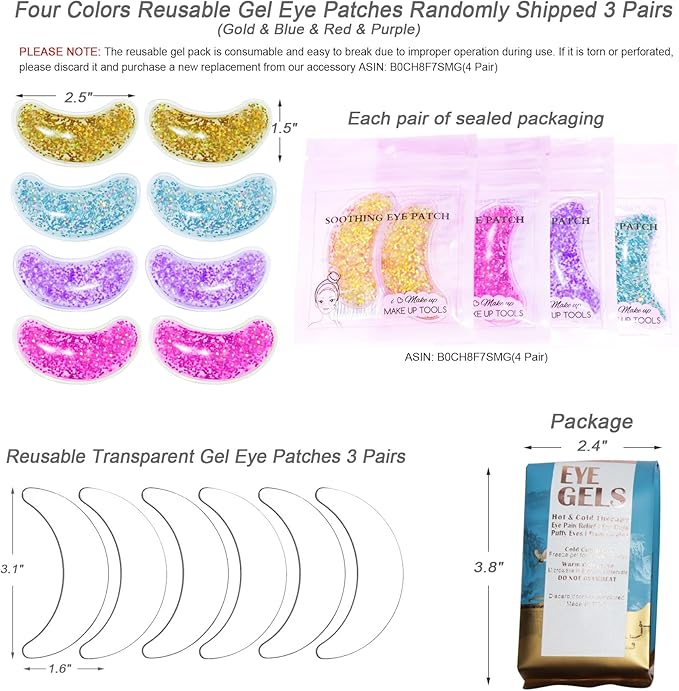 Under Eye Patches for Puffy Eyes, Hot Cold Treatment Cooling Gel Eye Pads Eye Mask for Wrinkles Dark Circles Puffiness Eye Bags，Eye Ice Pack， 6Pair
