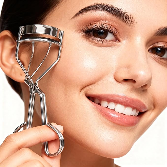 2 Kinds of Eyelash Curlers with Different Curvature Suitable for Various Eyes Shapes, Silver Comfort Grip,10 Silicone Replacement Refills Pads for Perfect Framed Lashes - Gentle & Safe Use