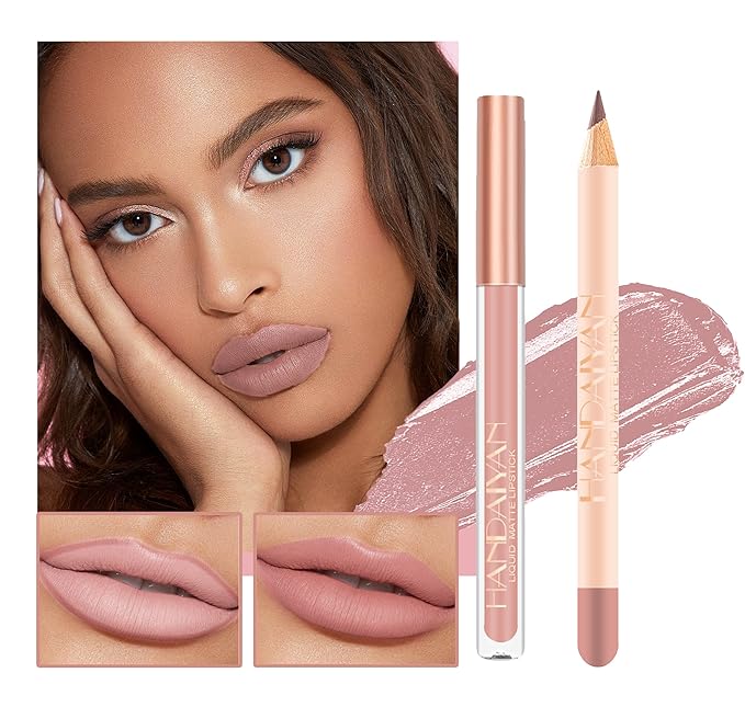 2Pcs Matte Nude Lip Liner Pencil and Lip Coverage
