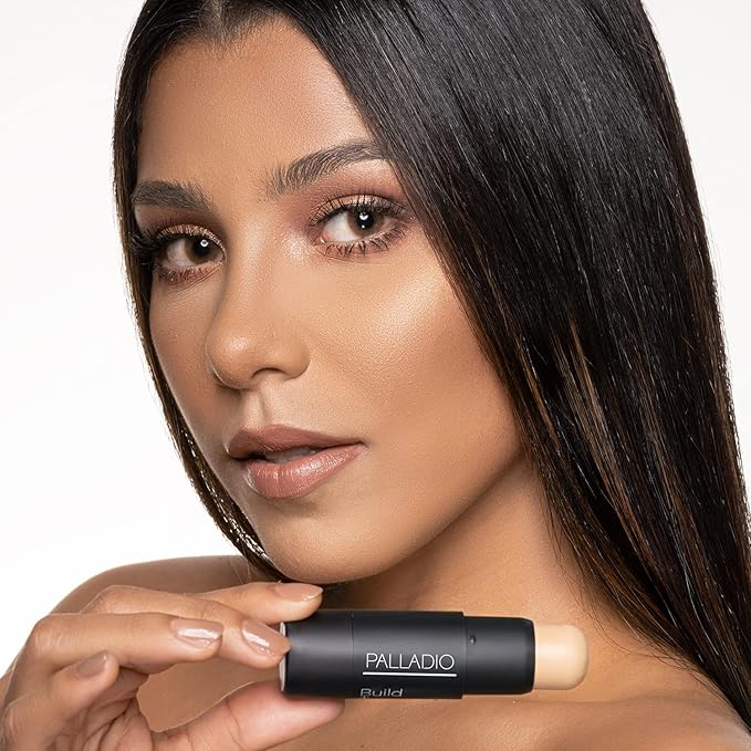 Palladio BUILD + BLEND Foundation Stick, Contour Stick for Face, Professional Makeup for Perfect Look, 0.25 Ounce (Mocha)
