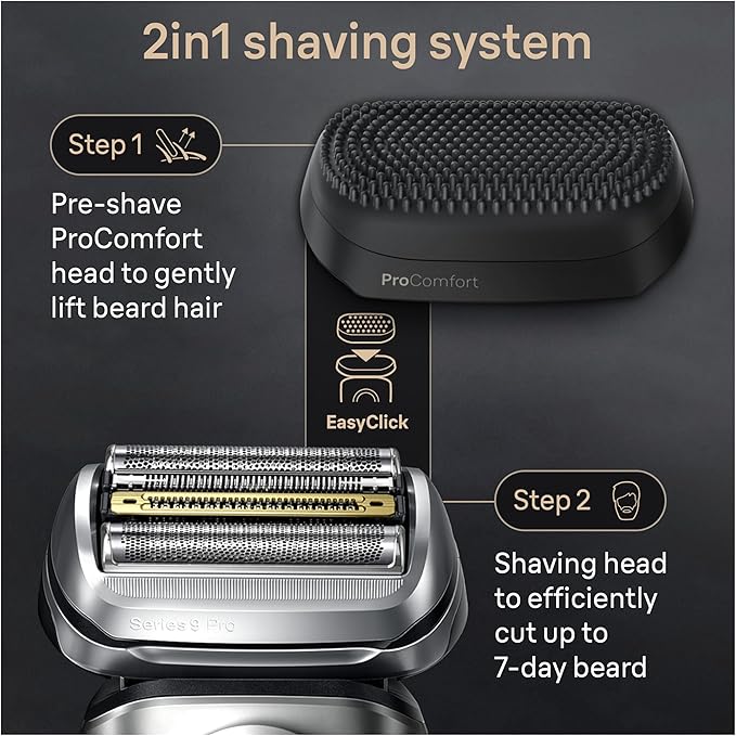 Braun Series 9 PRO+ Electric Razor for Men, 5 Pro Shaving Elements and Shave-Preparing ProComfort Head for Closeness & Skin Comfort, 6in1 SmartCare Center, Wet or Dry Use, Charging Stand, 9597cc