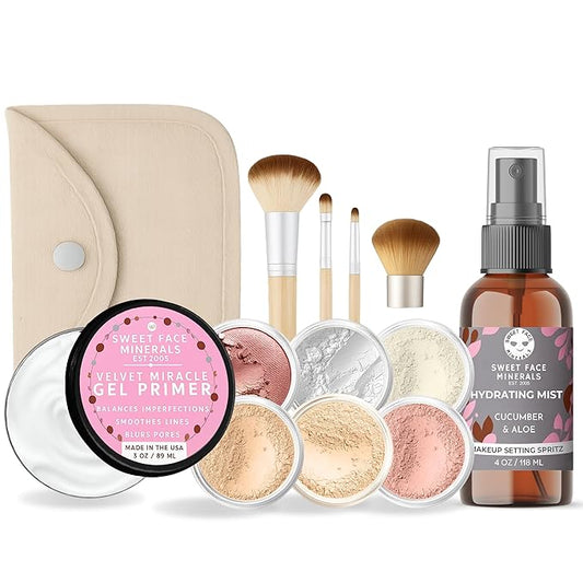 FLAWLESS COMPLEXION KIT (FAIR 2) Full Size Mineral Makeup Set Matte Foundation Bare Face Sheer Powder Cover