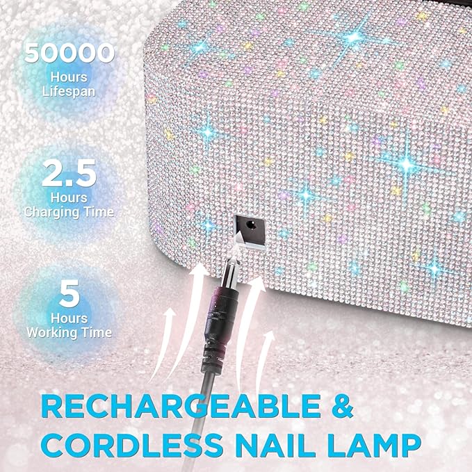 Cordless uv nail lamp, rechargeable