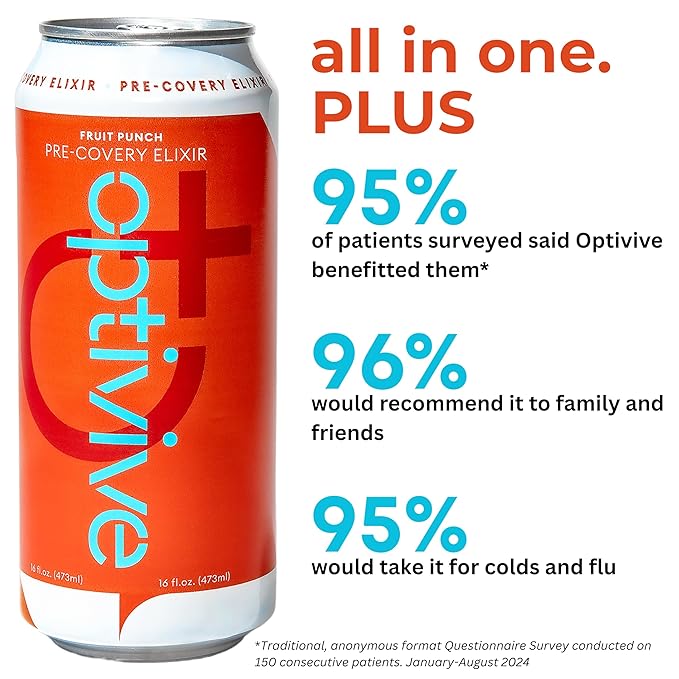 Optivive Pre-covery Elixir Clear Liquid Nutrition Pre Surgery Drink, Post Op Surgery Essentials, Chemotherapy Must Haves for Women and Men, Colonoscopy Prep Drink, Fruit Punch Flavor, 16oz (4 Pack)