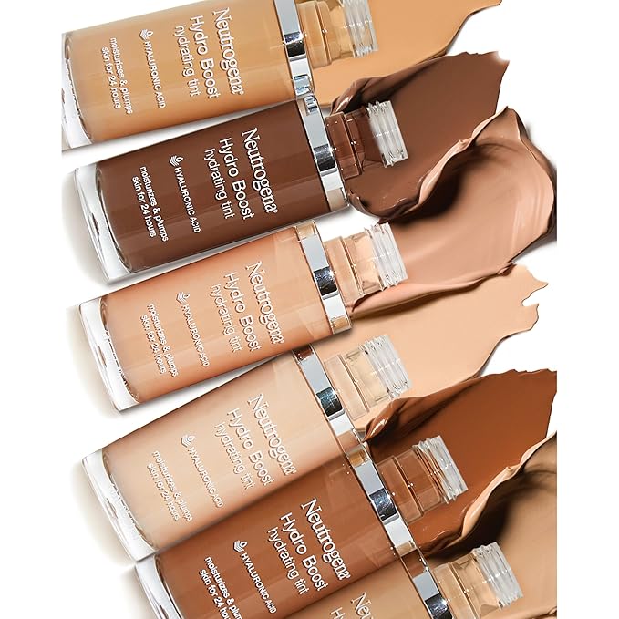 Neutrogena Hydro Boost Hydrating Tint Foundation Makeup for Dry Skin, with Hyaluronic Acid, Lightweight Oil-Free Water Gel, Non-Comedogenic, 30 Buff Color, 1.0 fl. oz