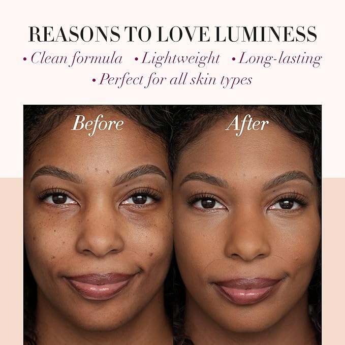 LUMINESS Silk Airbrush Spray Foundation & Buffing Brush Kit – Full Coverage Foundation & Dual-Sided Buffing Brush - Buildable Coverage, Anti-Aging Formula Hydrates & Moisturizes (Shade - Light Deep)