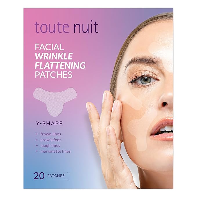 Toute Nuit Wrinkle Patches – Y Shape – Face Tape for Forehead, Between the Eyes & Around Mouth – Hypoallergenic Anti Wrinkle Patches – 20 Count, Made in USA