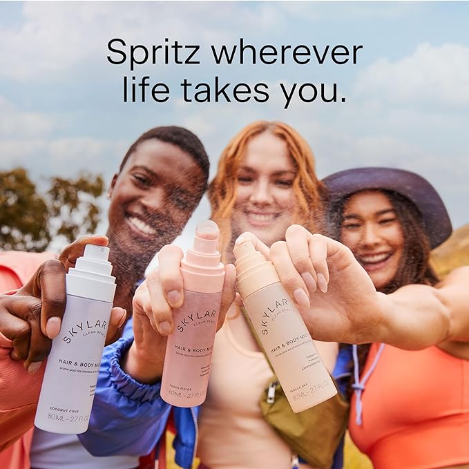 Skylar Coconut Cove Hair & Body Mist | Hypoallergenic & Clean Fragrance | Vegan, Cruelty Free, and Safe For Sensitive Skin | 80 ML, 2.7 Fl Oz