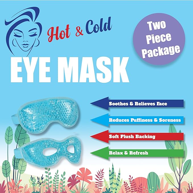 USA Merchant - 2PCs Cold & Hot Eye Therapy Mask, Cooling Eye Mask for Dry Eyes, Headaches, Eye Stress, Dark Cicles, Reusable Cold Compress and Refresh (2 PK Eye Mask)