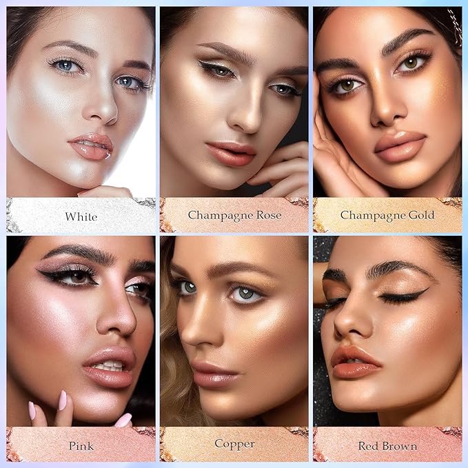 Large Highlighter Makeup Palette Face Highlighter Powder Palette & Luminizers