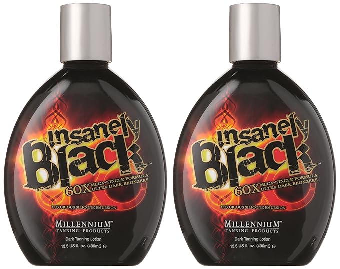 Millenium Tanning Insanely Black 60X UV Bronzer Accelerator Tanning Lotion, 2 Count, 13.5 fl oz