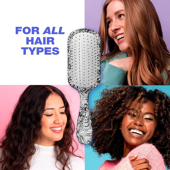 The Knot Dr. hair brush by Conair - Detangling hair brush - Removes Knots and Tangles in wet or dry hair- hair brushes for women - Floral Print