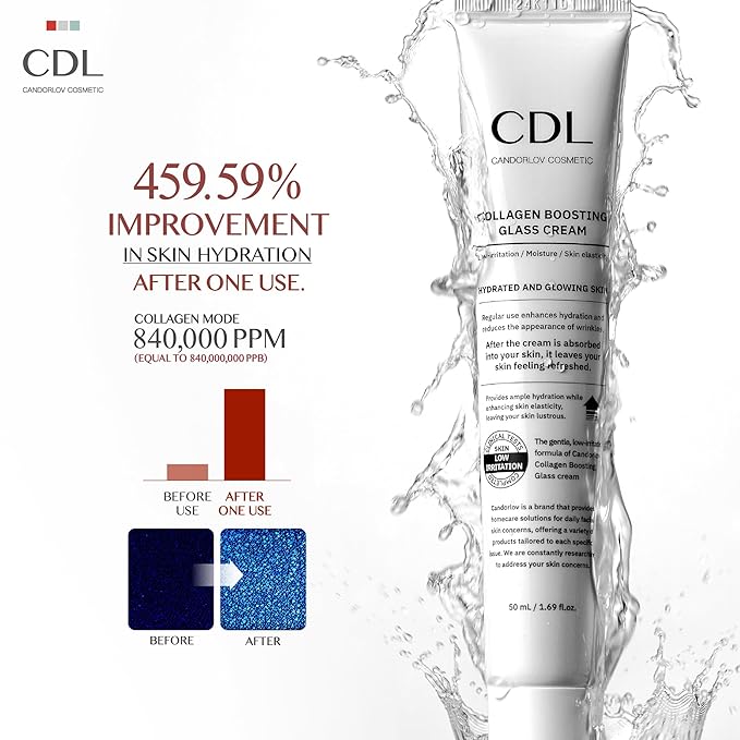 Collagen Boosting Glass Cream, Korean Glowing Skin Deep Hyrdration for 72 HR, Instant Elasticity Improving,PDRN Pomegrante Hyaluronic Acid, Korean SKin Care, 1.69 oz