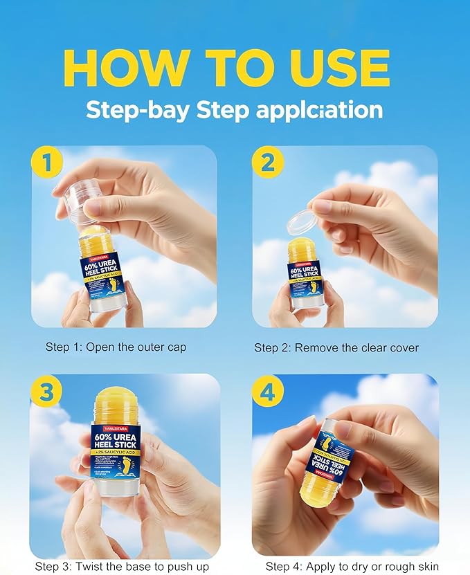 60% Urea Heel Stick l Maximum Strength Urea Stick for Rough, Dry Cracked Feet Hands Elbows, Callus Remover, Skin Softener Balm 1.41oz