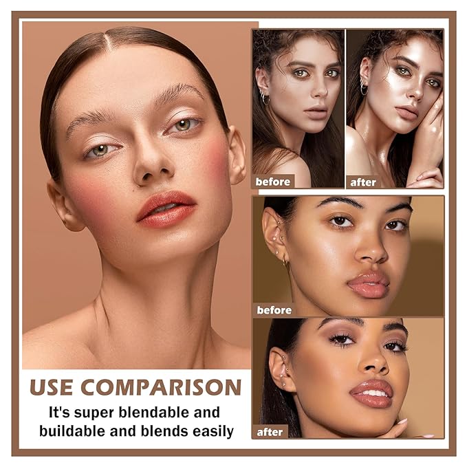 3PCS Cream Contour Stick Makeup Kit Face Highlighter Bronzer Blush Stick Long Lasting Illuminator Highlighters Makeup Stick for All Skin Tones(02 Champagne Gold+05 Rugosa Rose+06 Espresso)