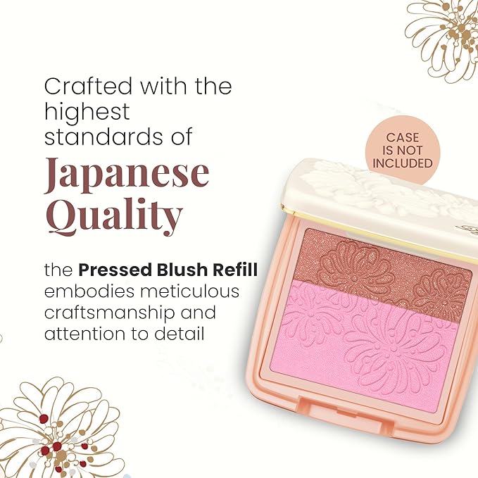 Paul & Joe Pressed Blush Palette Refill Only, Case Sold Separately, Oil-Absorbing Blush Powder, Bi-Color Face Blushes with Fitting Veil Powder, Light Beige and Pink, 06 Strawberry Chocolate, 0.17 oz