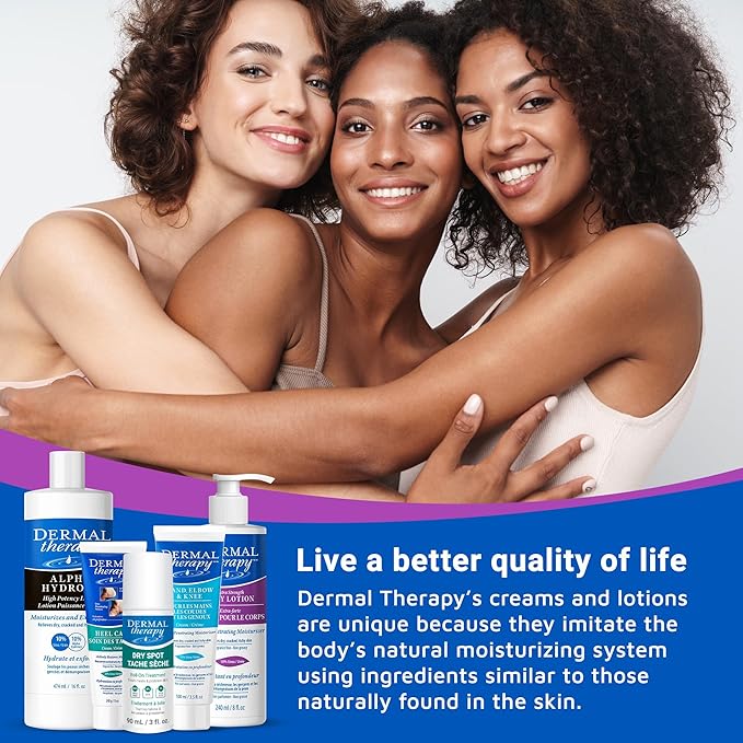 Dermal Therapy Extra Strength 5% AHA 10% Urea Body Lotion - Healing for Extremely Dry, Cracked Skin - Fragrance-Free - Sensitive Skin, Diabetes & Medication-Induced Dryness - 8 fl oz / 240 ml