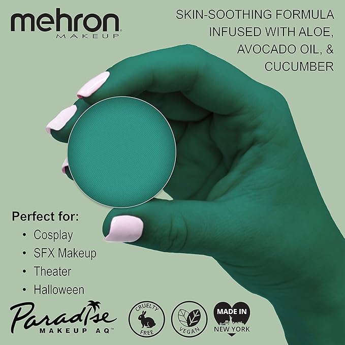 Mehron Makeup Paradise Makeup AQ Refill Size | Stage & Screen, Face & Body Painting, Beauty, Cosplay, and Halloween | Water Activated Face Paint, Body Paint, Cosplay Makeup .25 oz (7 ml) (Deep Sea)